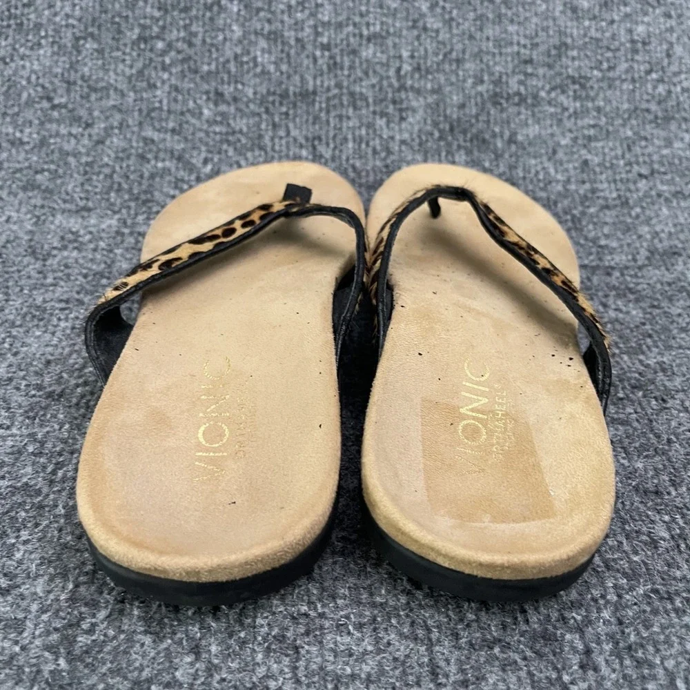 Vionic 44 SELENA Sandals Womens Sz 6 Thong Flip Flops Cheetah TVW4038
